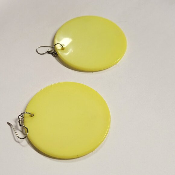 Yellow Round Earrings, Yellow Dangle earrings - Picture 1 of 1